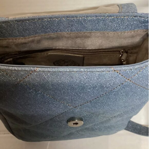 Vince Camuto Quilted Leather Crossbody -Doty Denim $157 NWT - Picture 6 of 10